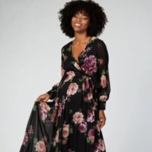 NEW Ricarica Floral‎ Chiffon Pleated Dress
